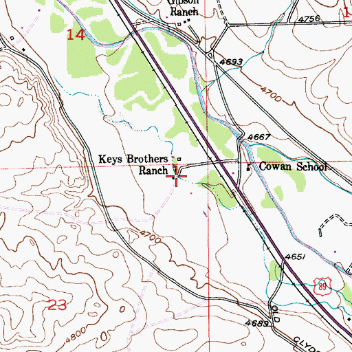 Topographic Map of Keys Brothers Ranch, MT