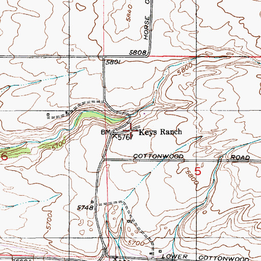 Topographic Map of Keys Ranch, MT