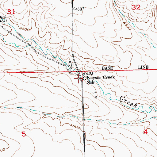 Topographic Map of Keyser Creek School (historical), MT