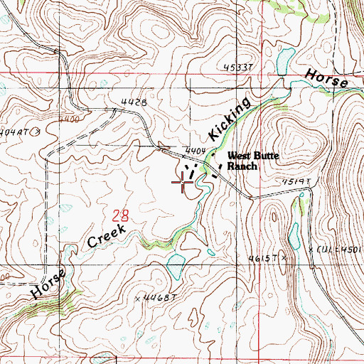 Topographic Map of Kicking Horse Canyon, MT