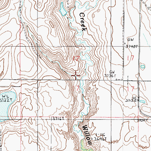 Topographic Map of Kicking Horse Creek, MT