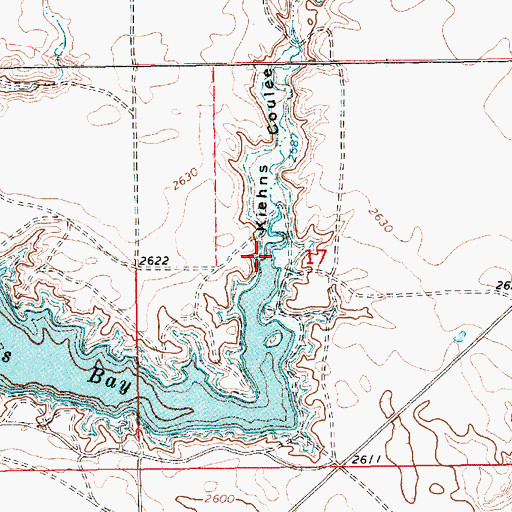 Topographic Map of Kiehns Coulee, MT