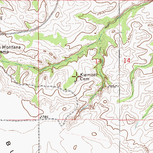 Topographic Map of Klempel Cemetery, MT