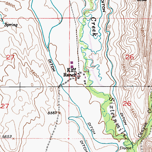 Topographic Map of Kiff Ranch, MT