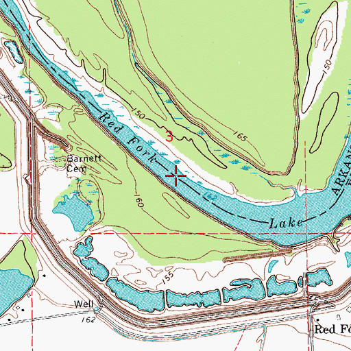 Topographic Map of Red Fork Lake, AR