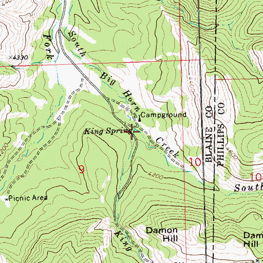 Topographic Map of King Creek, MT