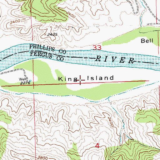 Topographic Map of King Island, MT