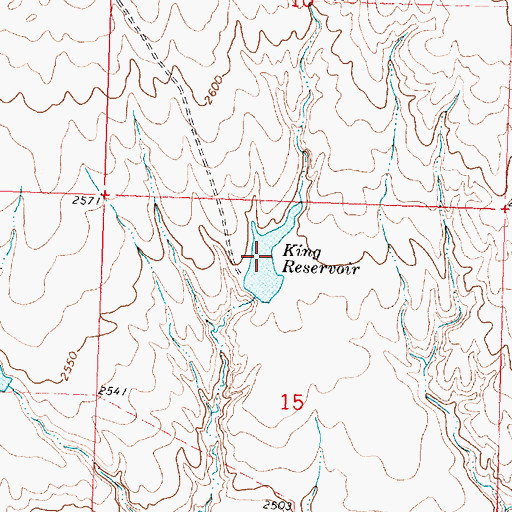 Topographic Map of King Reservoir, MT