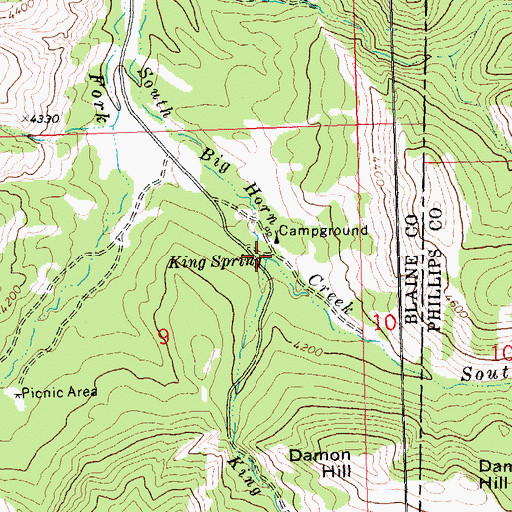 Topographic Map of King Spring, MT