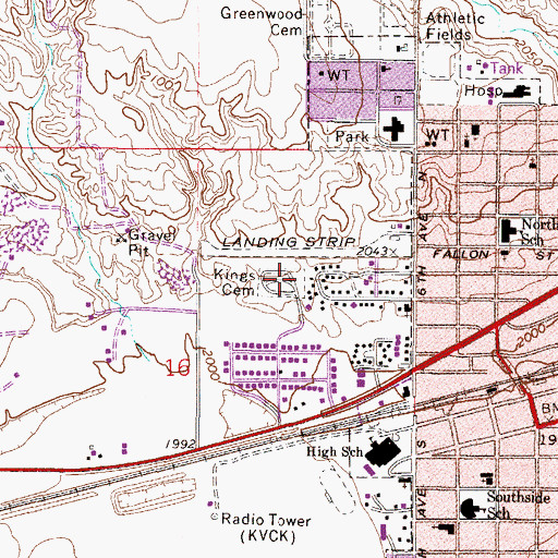 Topographic Map of Kings Cemetery, MT