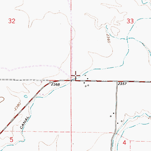 Topographic Map of Kinsey Highline Canal, MT