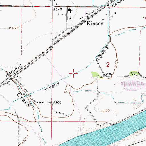 Topographic Map of Kinsey Lower Canal, MT