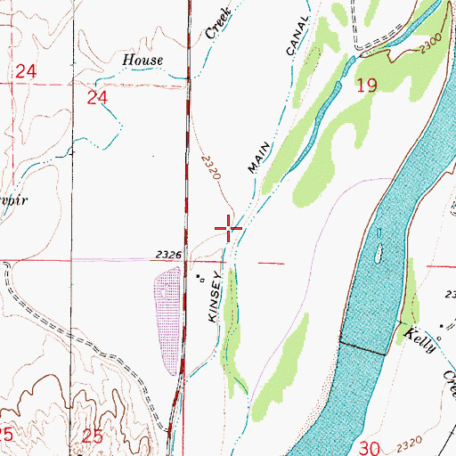Topographic Map of Kinsey Main Canal, MT