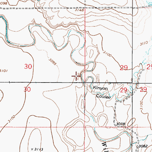 Topographic Map of Kinyon Coulee, MT