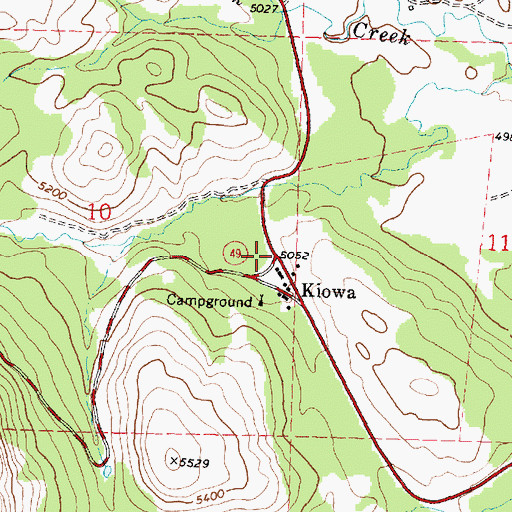 Topographic Map of Kiowa, MT
