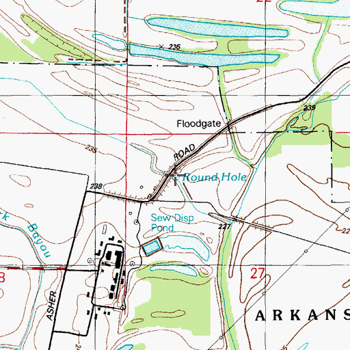 Topographic Map of Round Hole, AR