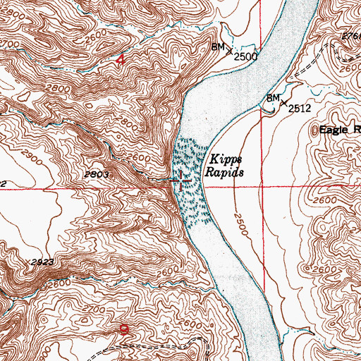 Topographic Map of Kipps Rapids, MT