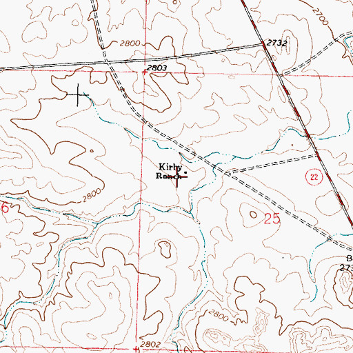 Topographic Map of Kirby Ranch, MT