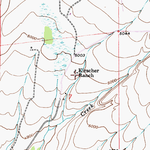 Topographic Map of Kirscher Ranch, MT