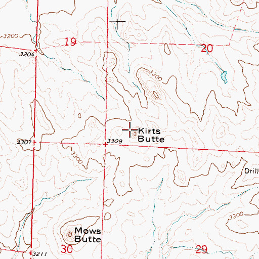 Topographic Map of Kirts Butte, MT