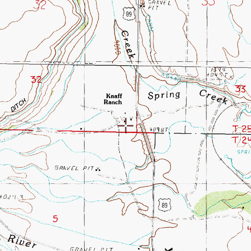 Topographic Map of Knaff Ranch, MT
