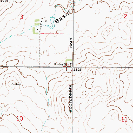 Topographic Map of Knees School, MT