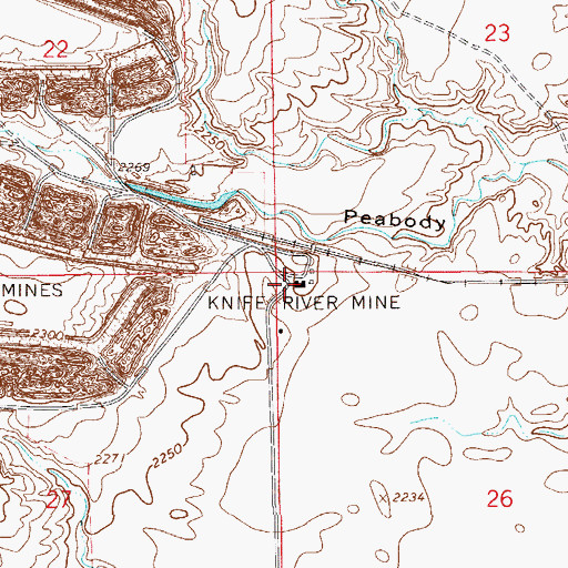 Topographic Map of Knife River Mine, MT