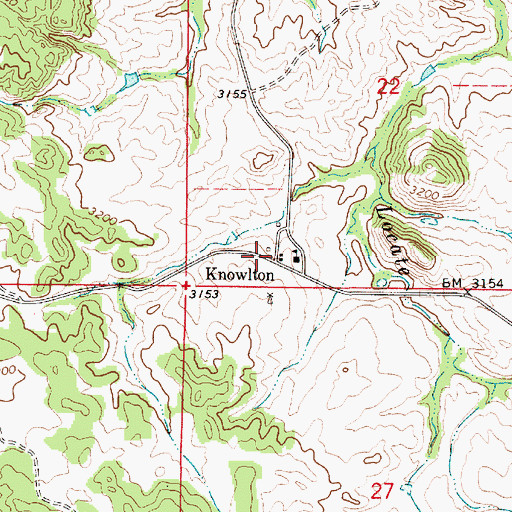 Topographic Map of Knowlton, MT