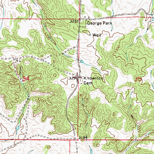 Topographic Map of Knowlton Cemetery, MT
