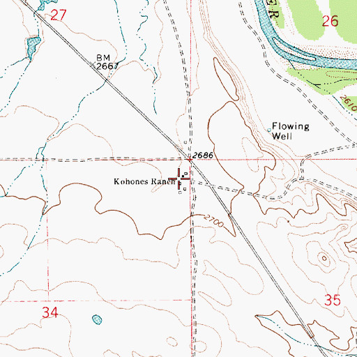 Topographic Map of Kohones Ranch, MT