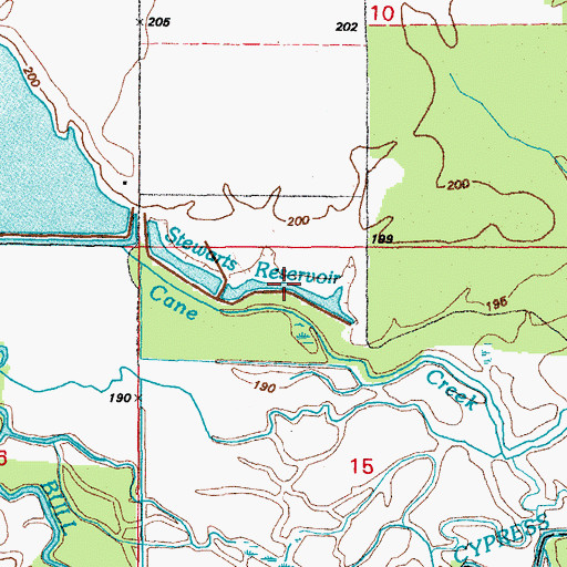 Topographic Map of Stewarts Reservoir, AR