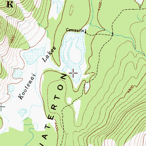 Topographic Map of Kootenai Lakes, MT