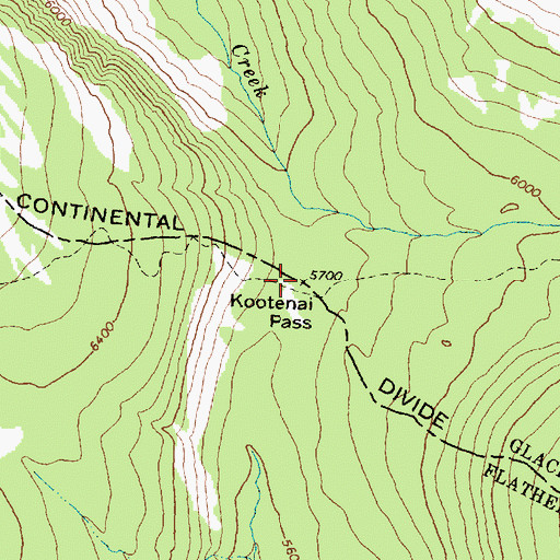 Topographic Map of Kootenai Pass, MT
