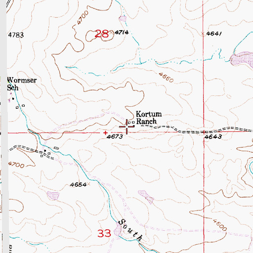 Topographic Map of Kortum Ranch, MT