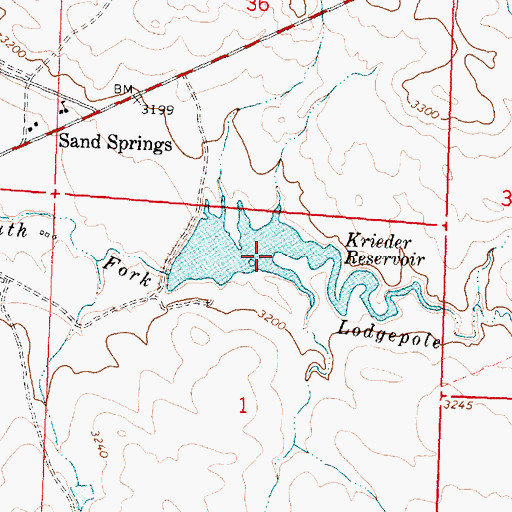 Topographic Map of Krieder Reservoir, MT