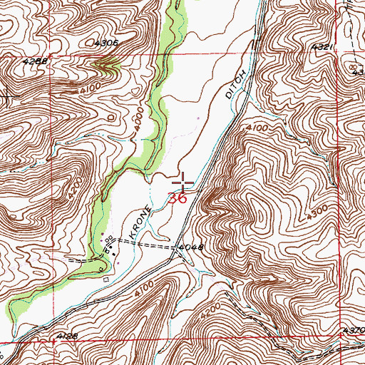 Topographic Map of Krone Ditch, MT