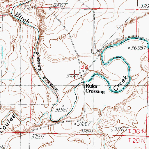 Topographic Map of Kuka Ranch, MT