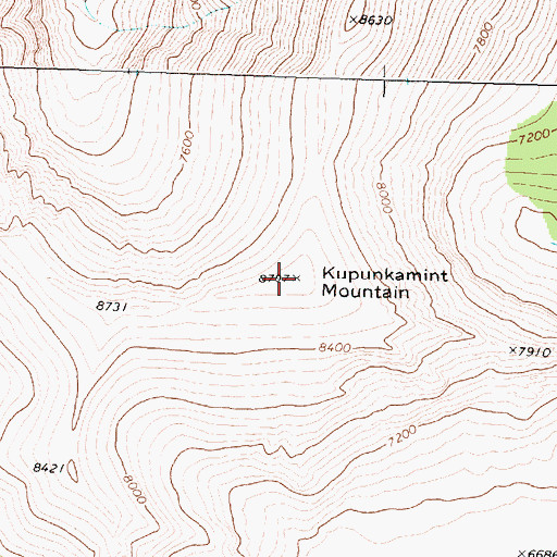 Topographic Map of Kupunkamint Mountain, MT