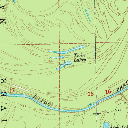 Topographic Map of Twin Lakes, AR