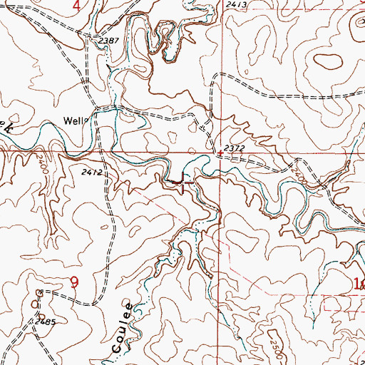 Topographic Map of Kurth Coulee, MT