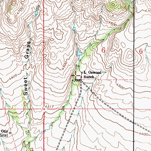 Topographic Map of L Oswood Ranch, MT