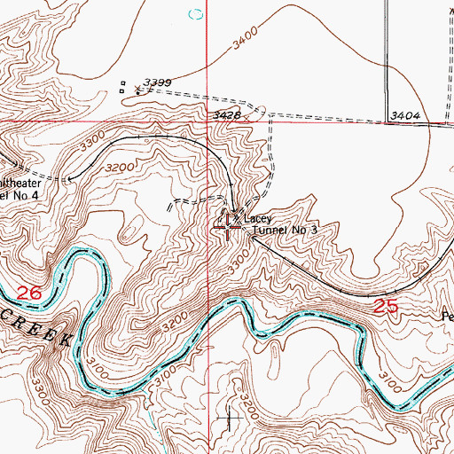 Topographic Map of Lacey Tunnel Number 3, MT