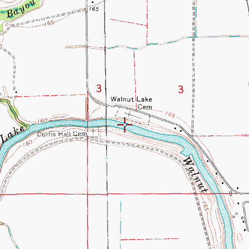 Topographic Map of Walnut Lake, AR