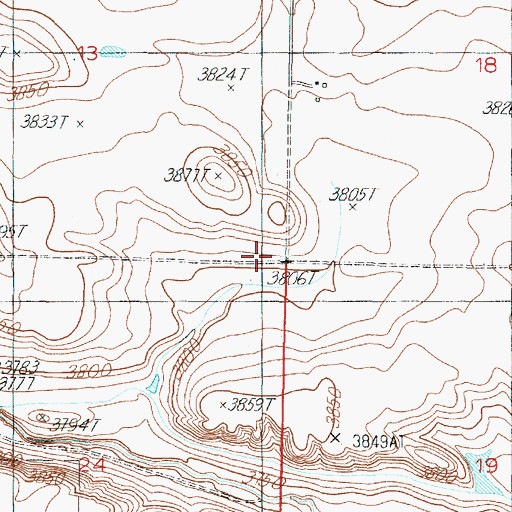 Topographic Map of Lake School (historical), MT