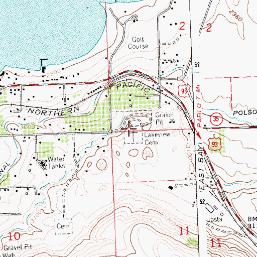 Topographic Map of Lakeview Cemetery, MT