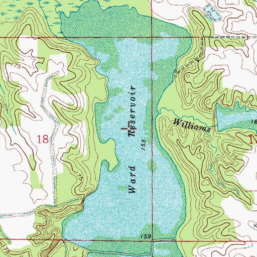 Topographic Map of Ward Reservoir, AR
