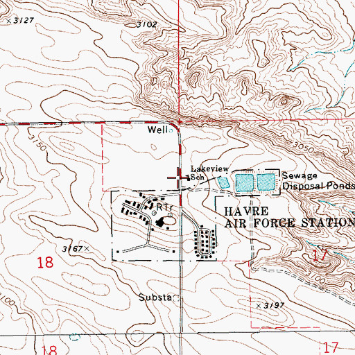 Topographic Map of Lakeview School (historical), MT