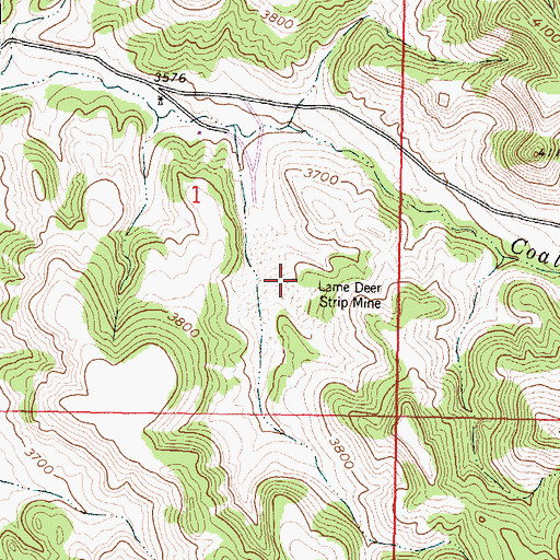 Topographic Map of Lame Deer Strip Mine, MT