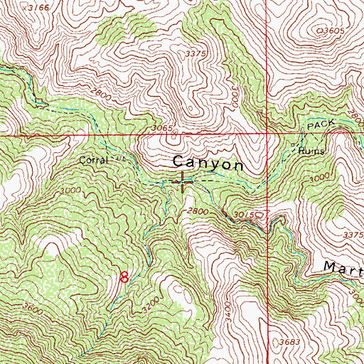 Topographic Map of Martin Canyon, AZ