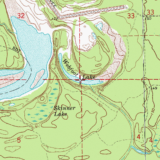 Topographic Map of Webfoot Lake, AR